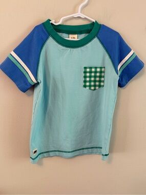 Wild Things Blue & Green Short-Sleeve Raglan Tee with Gingham Pocket